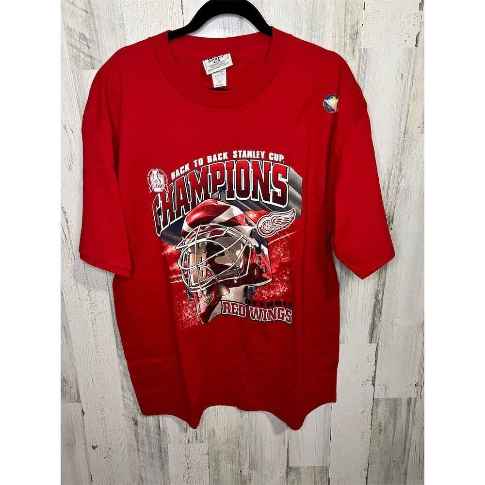 Lee Detroit Red Wings 1998 Stanley Cup Champions T-Shirt Red‎ XL Vintage